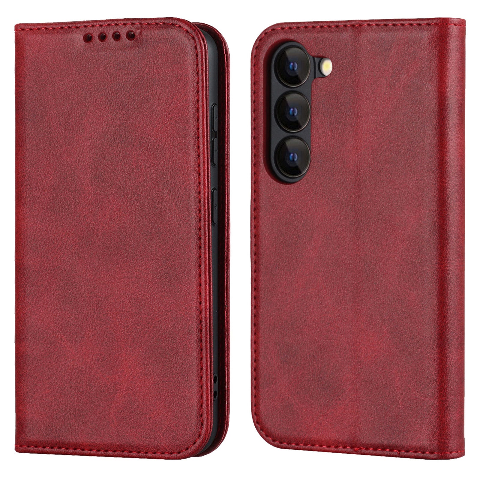 For Samsung Galaxy S23 Phone Cover Calf Texture PU Leather Stand Magnetic Absorption Anti-Scratch Wallet Phone Case For Samsung Galaxy S23 Phone Cover Calf Texture PU Leather Stand Magnetic Absorption Anti-Scratch Wallet Phone Case